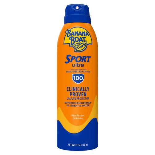 Banana Boat Sport Ultra Broad Spectrum Clear Sunscreen Spray, SPF 100, 6 oz