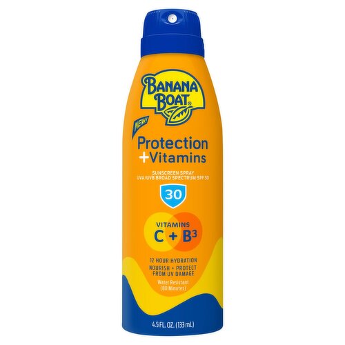 Banana Boat Protection + Vitamins Broad Spectrum Sunscreen Spray, SPF 30, 4.5 fl oz