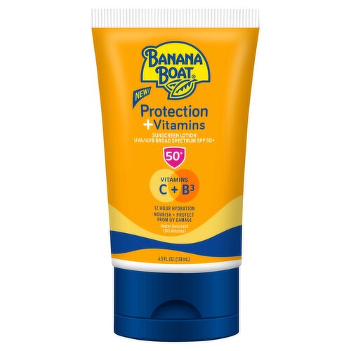 Banana Boat Protection + Vitamins Broad Spectrum Sunscreen Lotion, SPF 50+, 4.5 fl oz