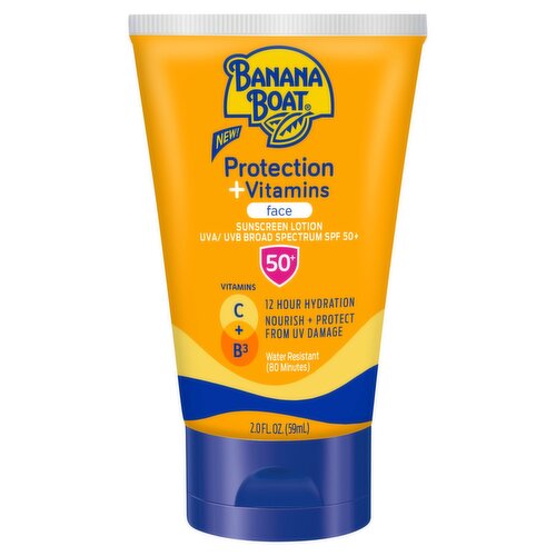 Banana Boat Protection + Vitamins Face Broad Spectrum Sunscreen Lotion, SPF 50+, 2.0 fl oz