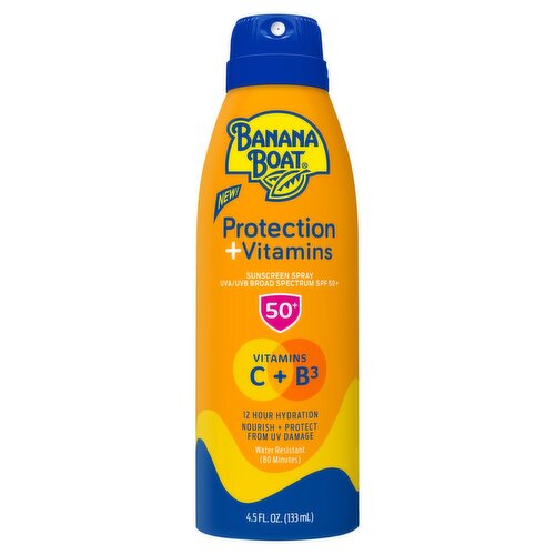 Banana Boat Protection + Vitamins Broad Spectrum Sunscreen Spray, SPF 50+, 4.5 fl oz