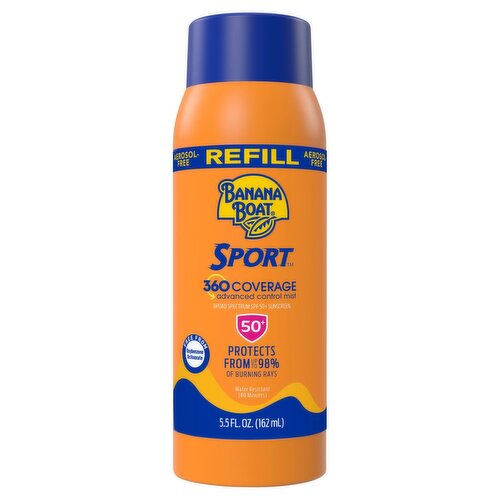 Banana Boat Sport 360 Coverage Refill Broad Spectrum Sunscreen, SPF 50+, 5.5 fl oz