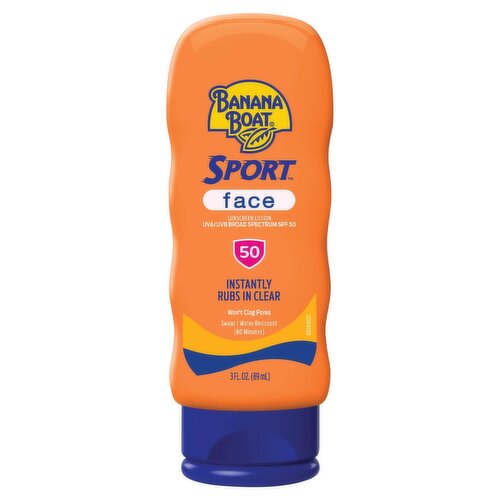 Banana Boat Sport UVA/UVB Broad Spectrum Face Sunscreen Lotion, SPF 50, 3 fl oz
