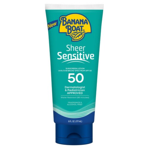 Banana Boat Sheer Sensitive UVA/UVB Broad Spectrum Sunscreen Lotion, SPF 50, 6 fl oz