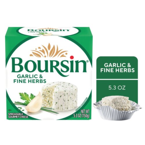 Boursin Garlic & Fine Herbs Spreadable Gourmet Cheese, 5.3 oz