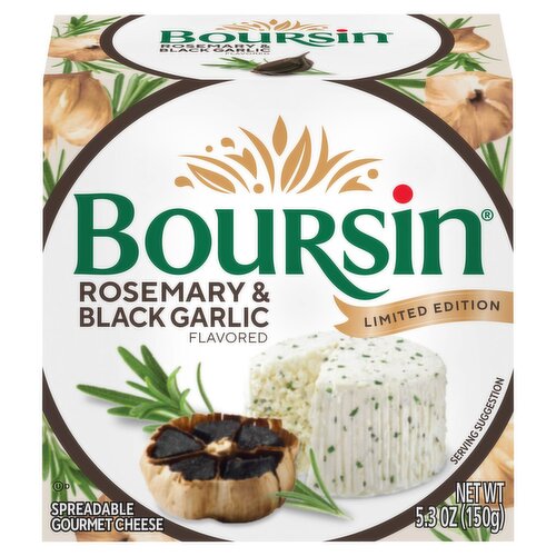 Boursin Rosemary & Black Garlic Flavored Spreadable Gourmet Cheese Limited Edition, 5.3 oz