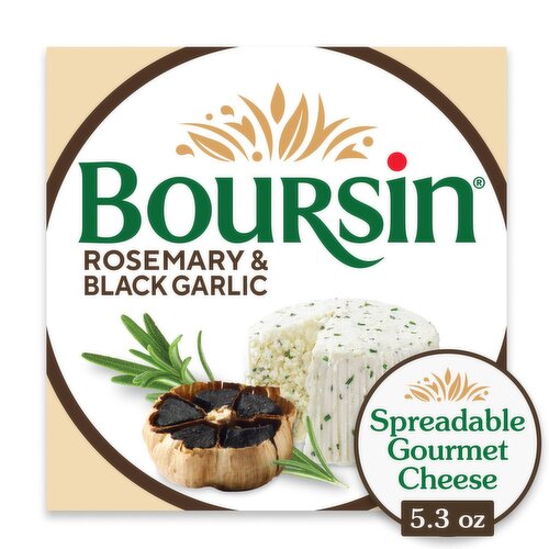 Boursin Rosemary & Black Garlic Flavored Spreadable Gourmet Cheese Limited Edition, 5.3 oz
