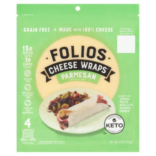 Folios Parmesan Cheese Wraps, 4 count, 6 oz