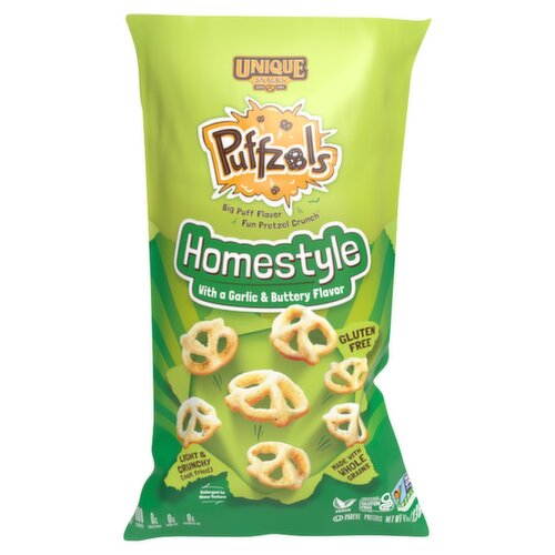 Unique Snacks Homestyle with a Garlic & Buttery Flavor Puffzels, 4.8 oz