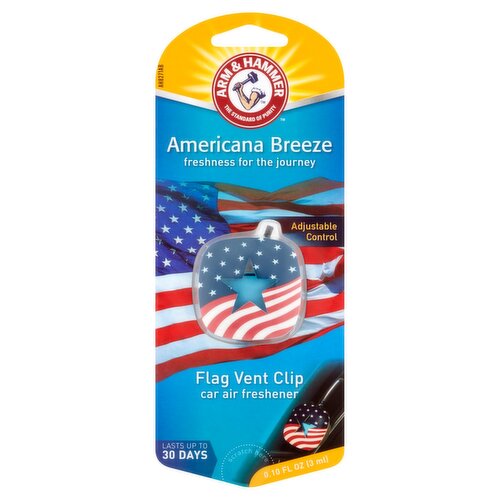 Arm & Hammer Americana Breeze Flag Vent Clip Car Air Freshener, 0.10 fl oz