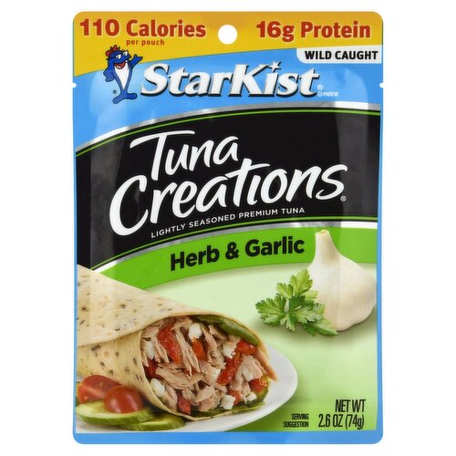 StarKist Tuna Creations Herb & Garlic Lightly Seasoned Premium Tuna, 2.6 oz