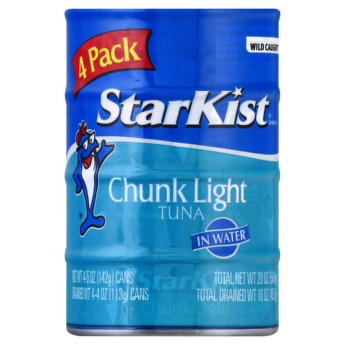 StarKist Chunk Light Tuna in Water, 4 count, 20 oz