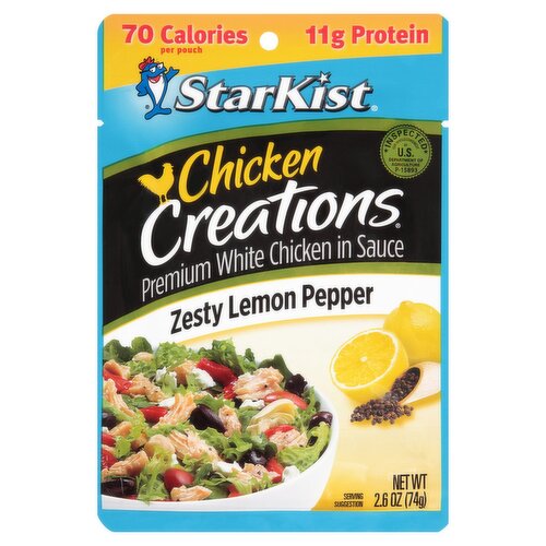 StarKist Chicken Creations Zesty Lemon Pepper Premium White Chicken in Sauce, 2.6 oz