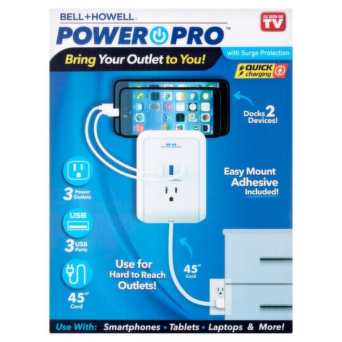 Bell + Howell Power Pro Outlet Extender with USB Ports