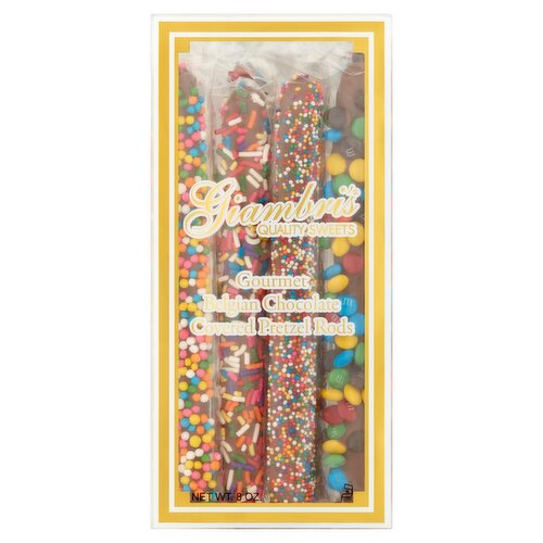 Giambri's Quality Sweets Gourmet Belgian Chocolate Covered Pretzel Rods, 8 oz