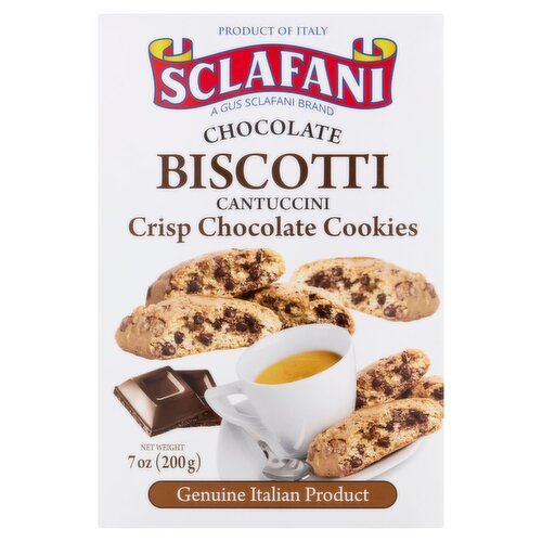 Sclafani Chocolate Biscotti Cantuccini Crisp Chocolate Cookies, 7 oz
