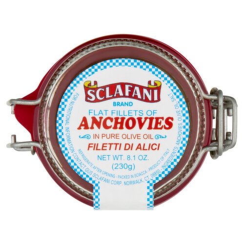 Sclafani Flat Fillets of Anchovies in Pure Olive Oil, 8.1 oz