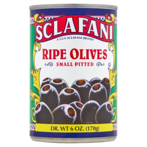 Sclafani Small Pitted Ripe Olives, 6 oz