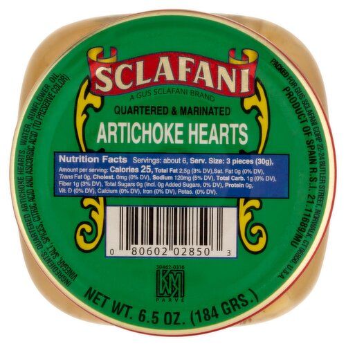 Sclafani Quartered & Marinated Artichoke Hearts, 6.5 oz