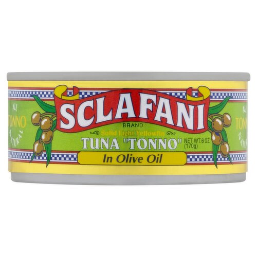 Sclafani Solid Light Yellowfin Tuna in Olive Oil, 6 oz