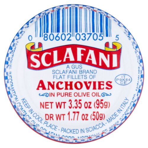 Sclafani Anchovies in Pure Olive Oil, 3.35 oz