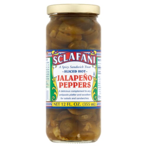 Sclafani Sliced Hot Jalapeño Peppers, 12 fl oz