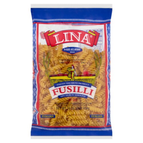 Lina #28 Fusilli 100% Durum Semolina Pasta, 16 oz