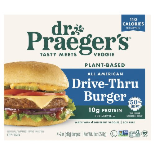 Dr. Praeger's All American Drive-Thru Burger, 2 oz, 4 count