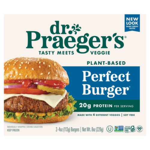 Dr. Praeger's Plant-Based Perfect Burger, 4 oz, 2 count
