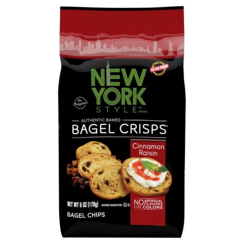 New York Style Bagel Crisps The Original Authentic Baked Cinnamon Raisin Bagel Chips, 6 oz