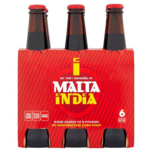 Malta India a Non-Alcoholic Malt Beverage, 6 count, 12 fl oz
