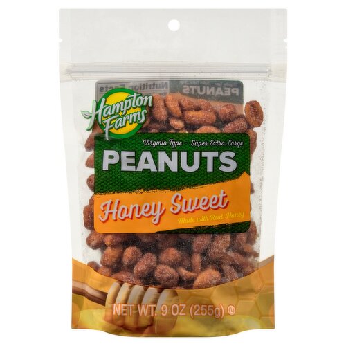 Hampton Farms Honey Sweet Peanuts, 9 oz