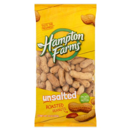 Hampton Farms Unsalted Roasted Peanuts, 10 oz