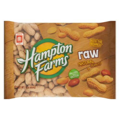 Hampton Farms Raw Natural Peanuts, 1 lb