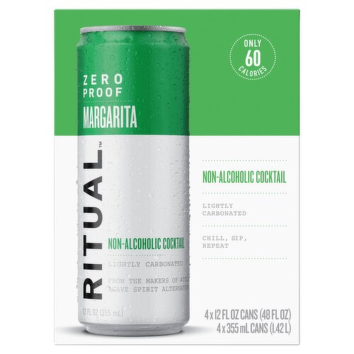 Ritual Zero Proof Margarita Non-Alcoholic Cocktail, 12 fl oz, 4 count