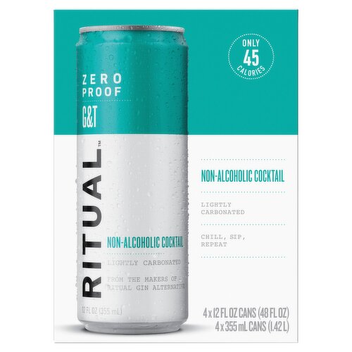 Ritual Zero Proof G&T Non-Alcoholic Cocktail, 12 fl oz, 4 count