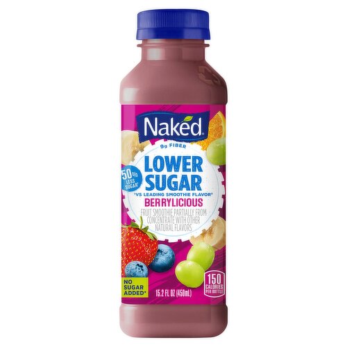 Naked Lower Sugar Berrylicious Fruit Smoothie, 15.2 fl oz