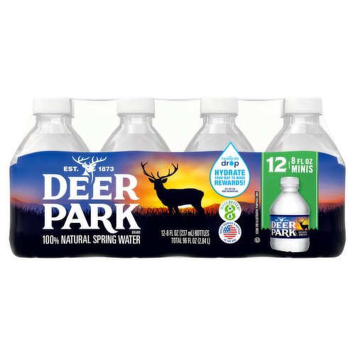 Deer Park 100% Natural Minis Spring Water, 8 fl oz, 12 count