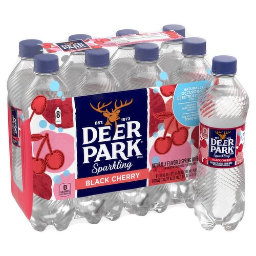 Deer Park Sparkling Black Cherry Naturally Flavored Spring Water, 16.9 fl oz, 8 count