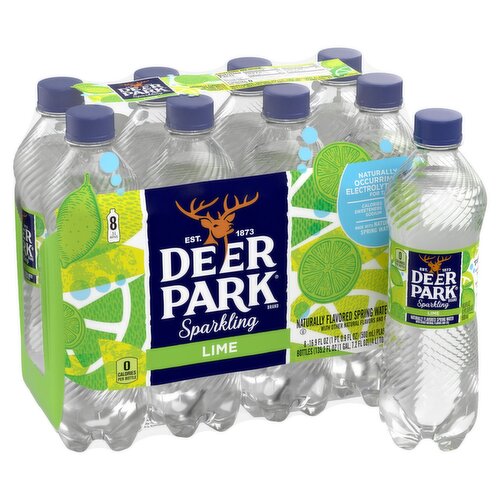 Deer Park Lime Sparkling Spring Water, 16.9 fl oz, 8 count