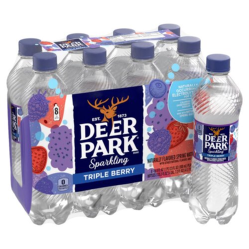 Deer Park Triple Berry Sparkling Spring Water, 16.9 fl oz, 8 count