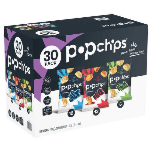 Popchips Original Popped Potato Snack, .8 oz, 30 count