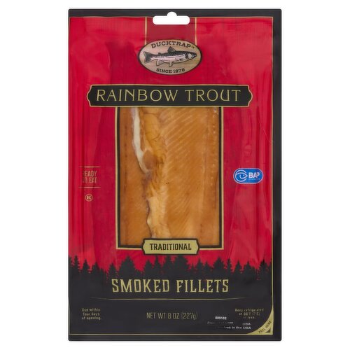 Ducktrap Rainbow Trout Traditional Smoked Fillets, 8 oz