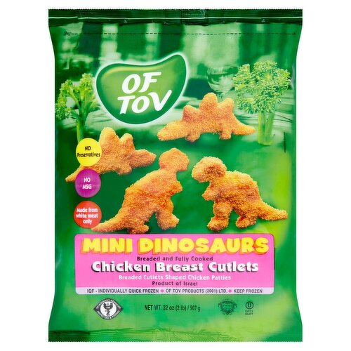 Of Tov Mini Dinosaurs Breaded Cutlets Shaped Chicken Patties, 32 oz