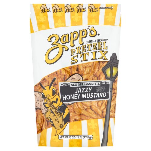 Zapp's New Orleans Style Jazzy Honey Mustard Sinfully-Seasoned Pretzel Stix, 16 oz