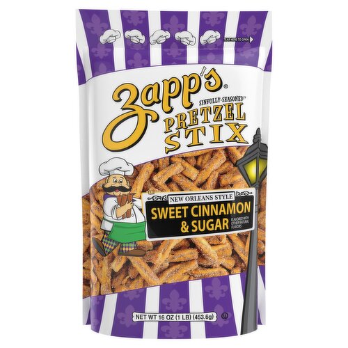 Zapp's New Orleans Style Sweet Cinnamon & Sugar Sinfully-Seasoned Pretzel Stix, 16 oz