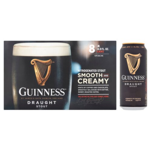 Guinness Draught Stout Beer, 8 count, 14.9 fl oz