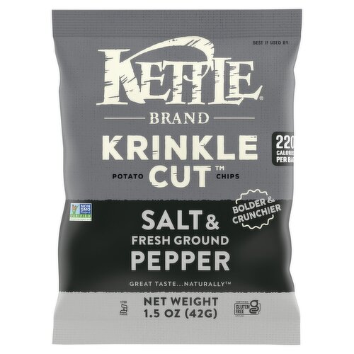 Kettle Brand Krinkle Cut Salt & Fresh Ground Pepper Potato Chips, 1.5 oz