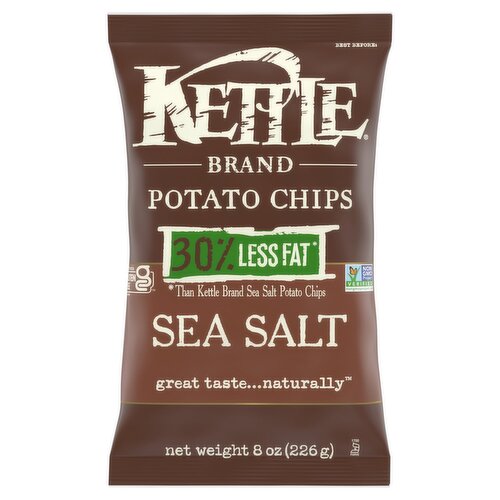 Kettle Brand 30% Less Fat Sea Salt Potato Chips, 8 oz