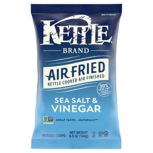 Kettle Brand Air Fried Kettle Cooked Air Finish Sea Salt & Vinegar Potato Chips, 6.5 oz